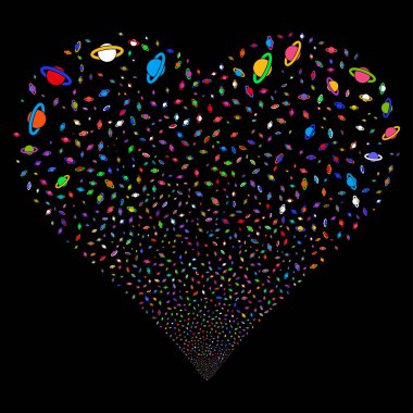 Gezegen Satürn havai fişek kalp