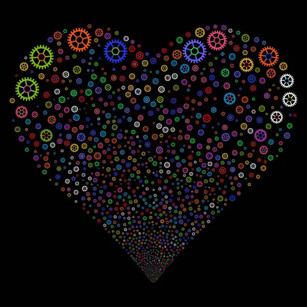 Horloge roue feux d'artifice coeur — Image vectorielle