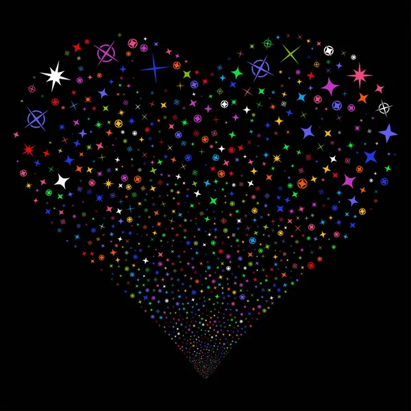Confetti étoiles feux d'artifice coeur — Image vectorielle