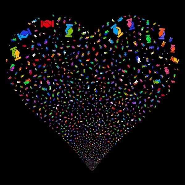 Poignée de main feux d'artifice coeur — Image vectorielle
