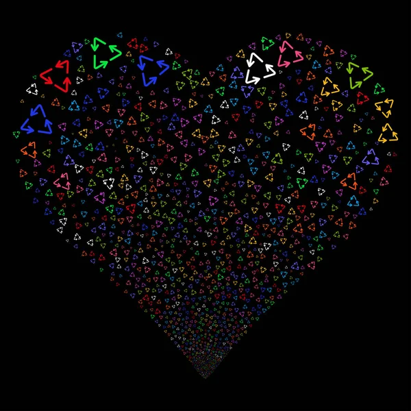 Recycle Triangle Fireworks Heart — Stock Vector