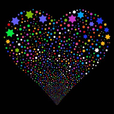 Altı sivri uçlu yıldız havai fişek kalp