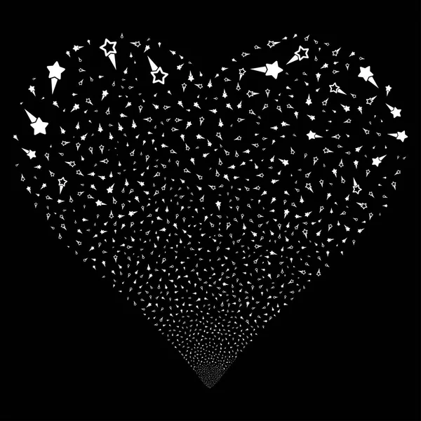 Confetti Stars Fireworks Corazón — Vector de stock