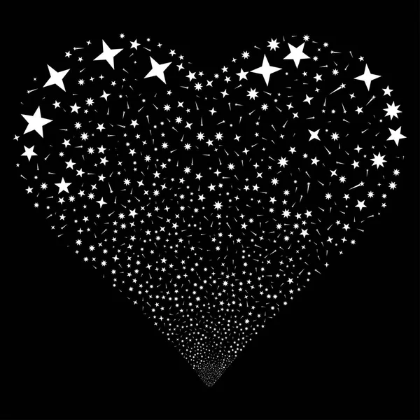 Confetti sterren Fireworks hart — Stockvector