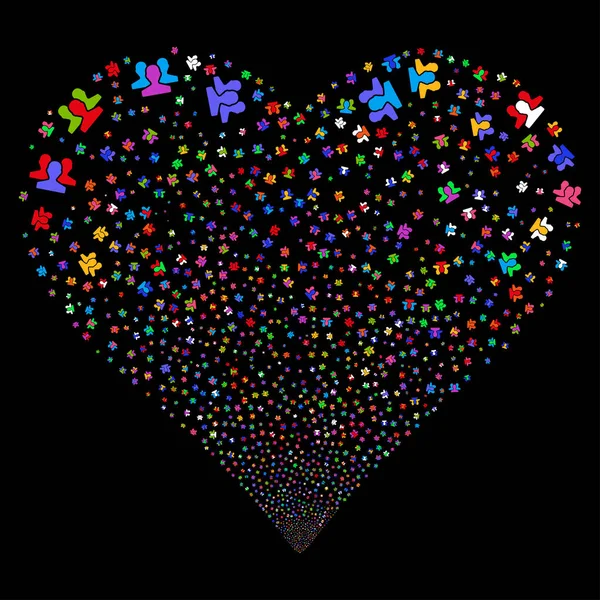 Users Fireworks Heart — Stock Vector