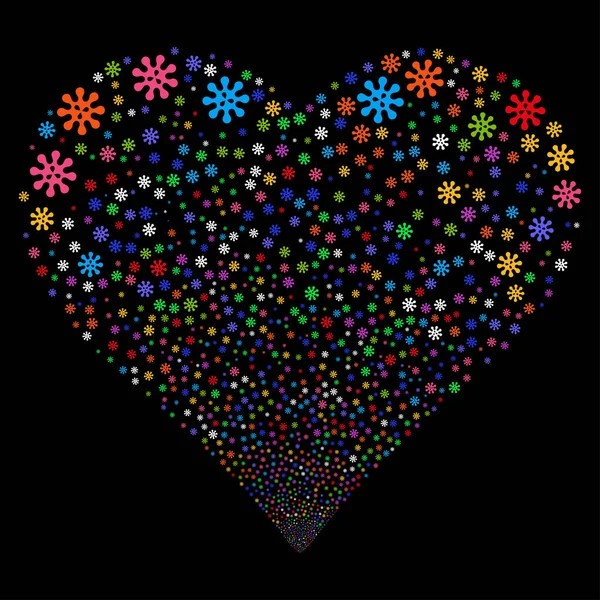 Virus Fireworks Heart — Stock Vector