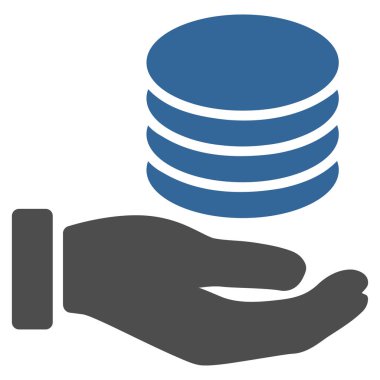 Paralar bağış el düz vektör simgesi