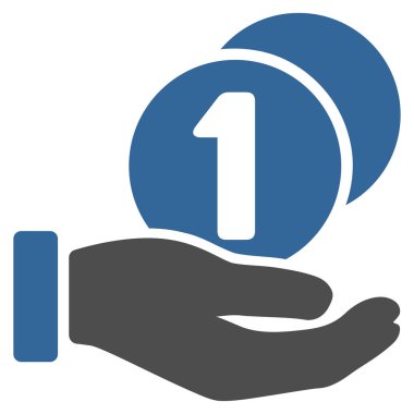 Sikke ödeme el düz vektör simgesi