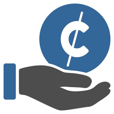 Cent ödeme el düz vektör simgesi