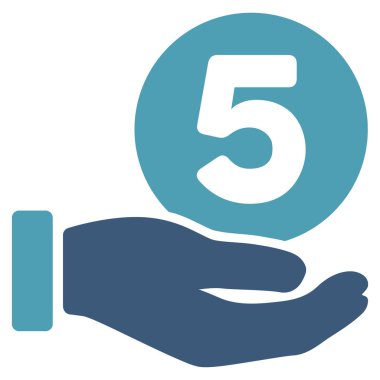 Beş sent ödeme el düz vektör simgesi