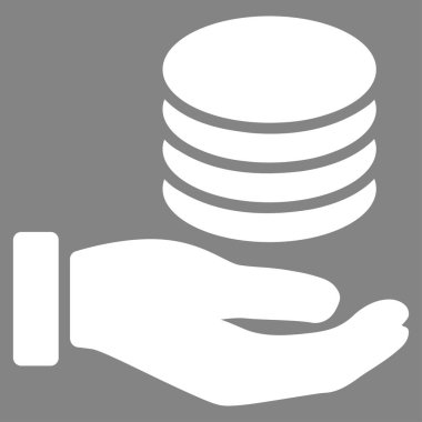 Paralar bağış el düz vektör simgesi