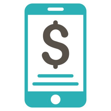 Doları mobil ödeme düz vektör simgesi