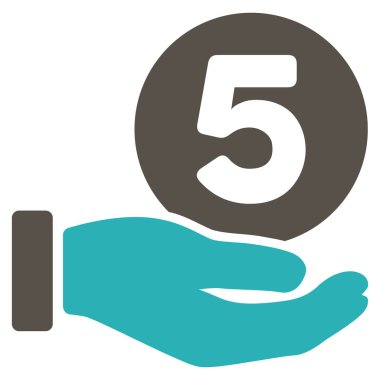 Beş sent ödeme el düz vektör simgesi