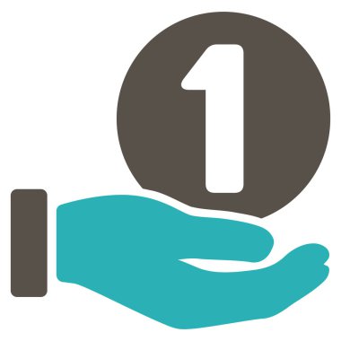 Bir jeton ödeme el düz vektör simgesi