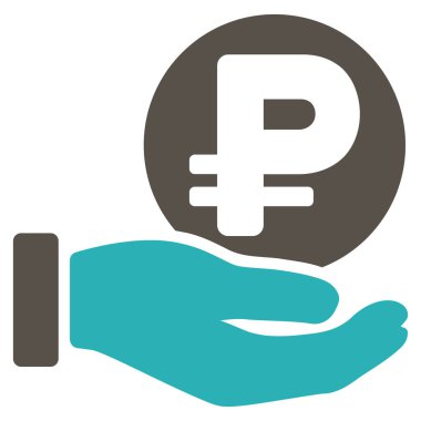 Rublesi para ödeme el düz vektör simgesi