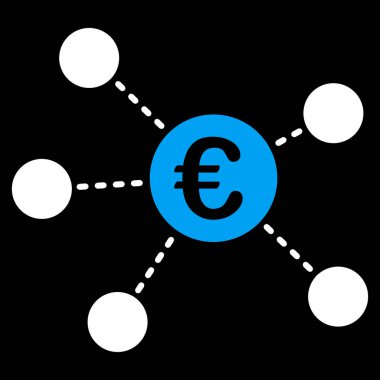 Euro sanal bağlantılar düz vektör simgesi