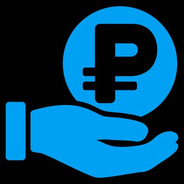 Rublesi para ödeme el düz vektör simgesi