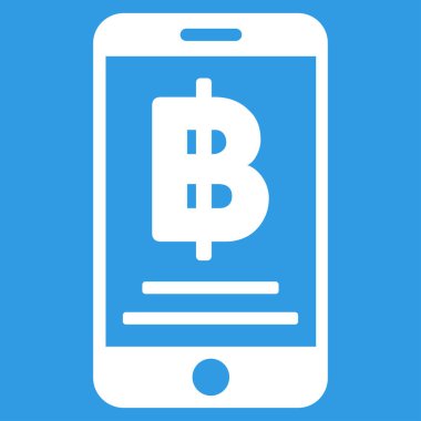 Bitcoin mobil ödeme düz vektör simgesi