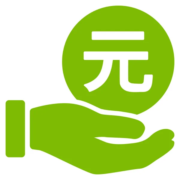 Yuan Münzzahlung Hand flache Vektor-Symbol — Stockvektor