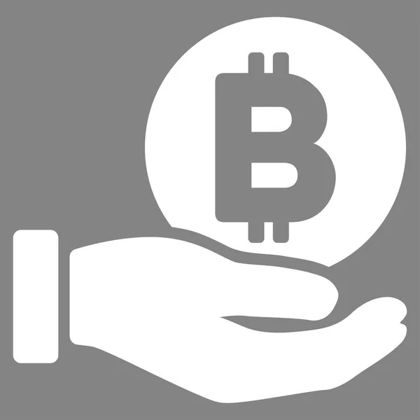 Bitcoin pago mano plana Vector icono — Vector de stock