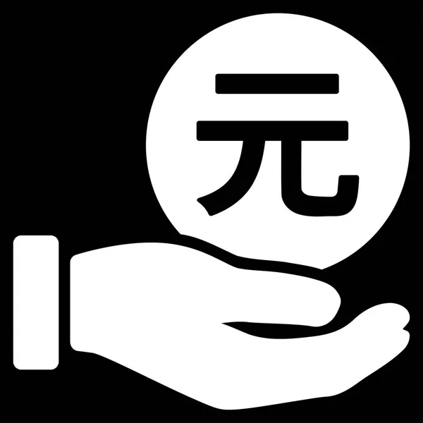 Γιουάν κέρμα πληρωμής χέρι επίπεδη διάνυσμα εικονίδιο — Διανυσματικό Αρχείο