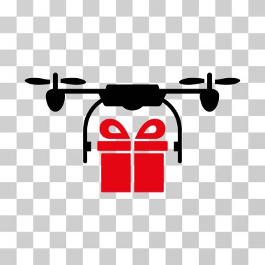 Drone hediye teslimat vektör simgesi