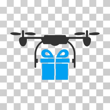 Drone hediye teslimat vektör simgesi