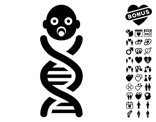 Ícone de genes do bebê com bónus de namoro — Vetor de Stock