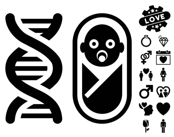 Baby Genetics Icon with Valentine Bonus — Stock Vector