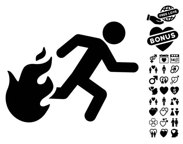 Licenziato Running Man Icona con Amore Bonus — Vettoriale Stock