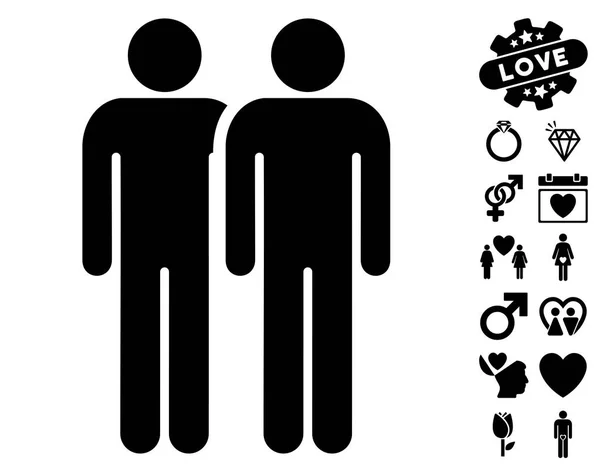 Gay paar pictogram met liefde Bonus — Stockvector