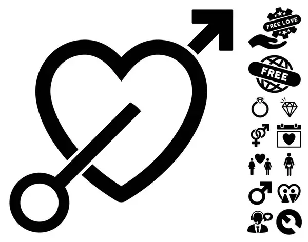 Hou van pijlpictogram met Dating Bonus — Stockvector