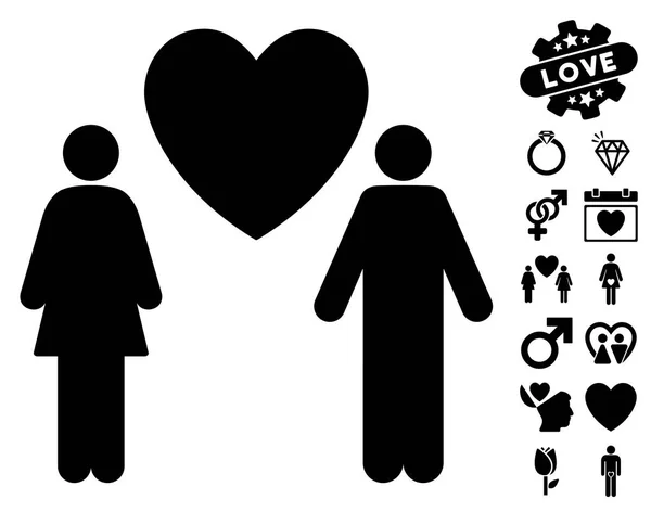 Paar pictogram van liefde met Valentijn Bonus — Stockvector