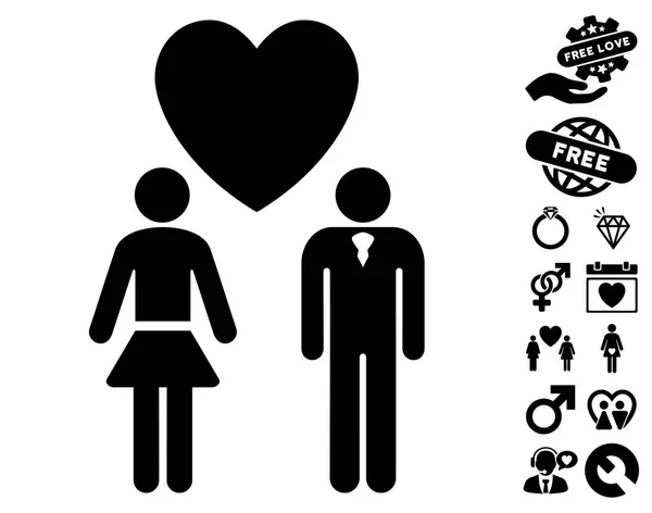 Icône Personnes d'amour avec Lovely Bonus — Image vectorielle