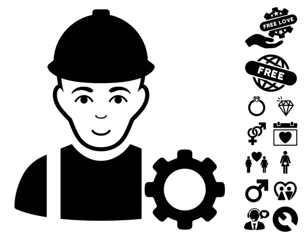 Repairman Icon with Dating Bonus — Stock Vector