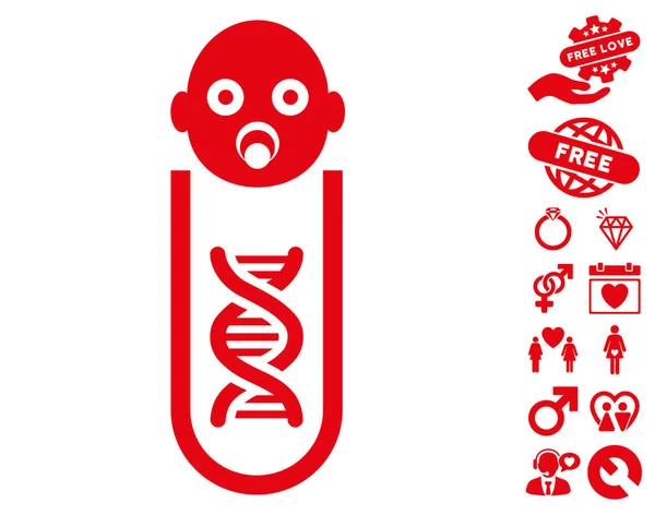 Icono de análisis genético del bebé con bono de San Valentín — Archivo Imágenes Vectoriales