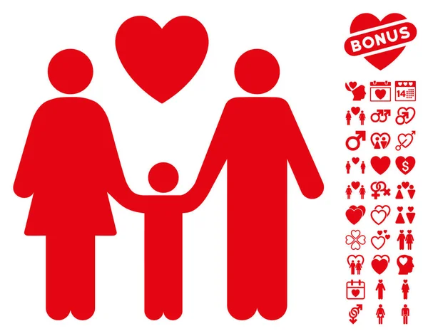 Famiglia Amore Icona con San Valentino Bonus — Vettoriale Stock