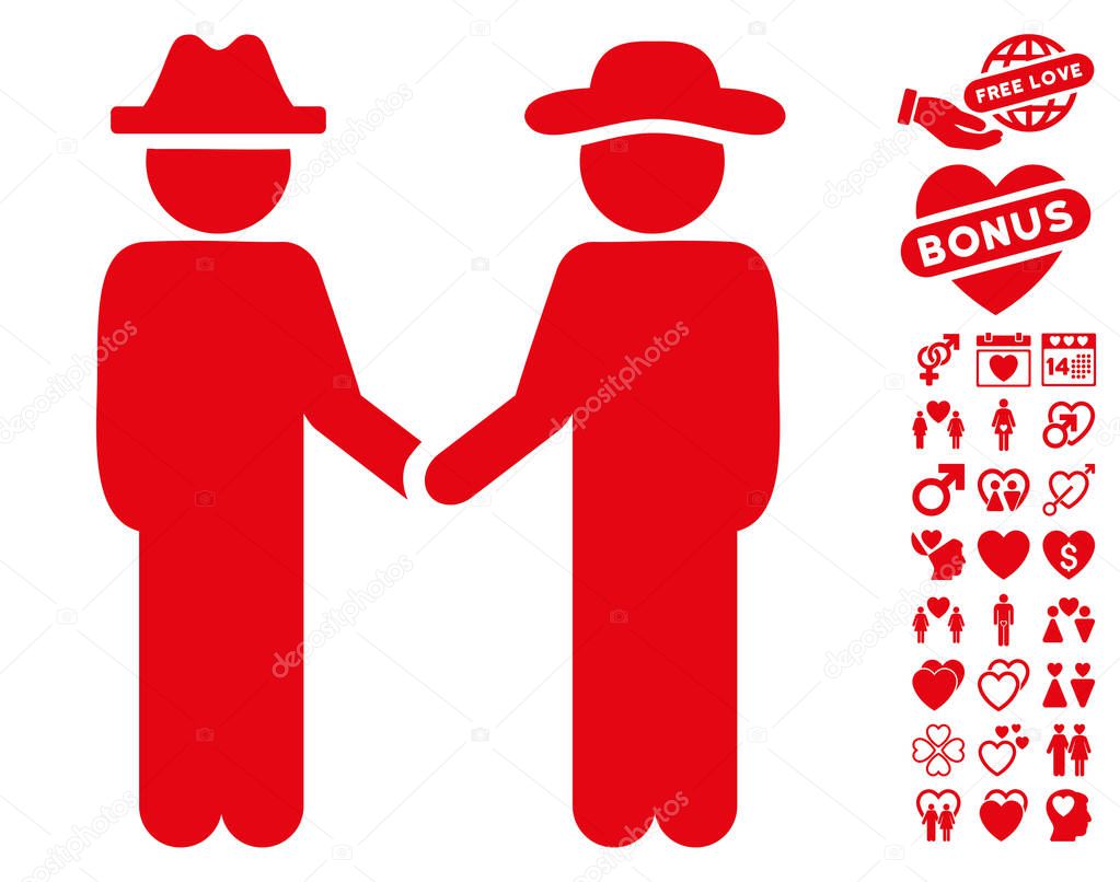 Gentleman Handshake Icon with Love Bonus