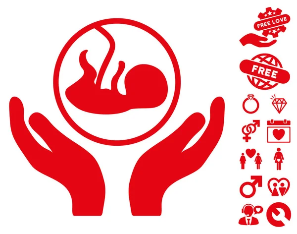 Embryo Care Руки іконка з прекрасним бонусом — стоковий вектор