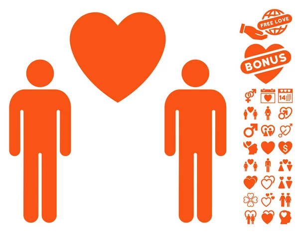 Gay liefhebbers pictogram met liefde Bonus — Stockvector