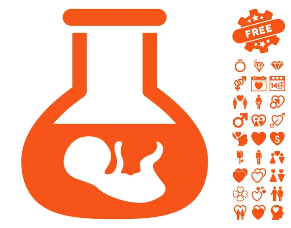 Icône d'embryon in vitro avec bonus de Saint-Valentin — Image vectorielle