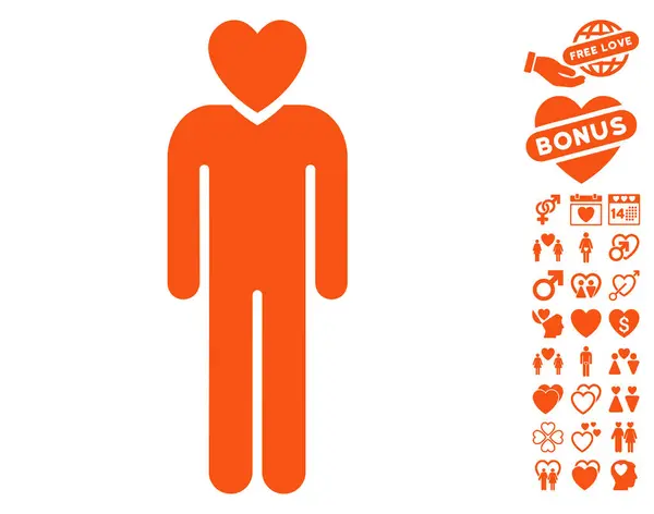 Minnaar Man pictogram met Dating Bonus — Stockvector