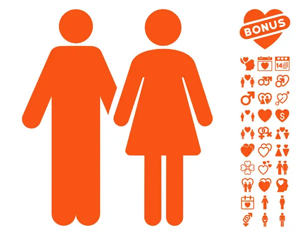 Echtpaar pictogram met Valentijn Bonus — Stockvector