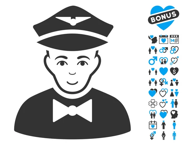 Airline Steward Icône avec Lovely Bonus — Image vectorielle