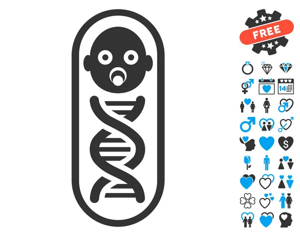 Baby Genome Icon with Lovely Bonus — Stock Vector