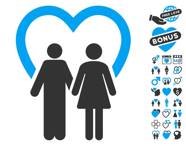 Huwelijk pictogram met Dating Bonus — Stockvector