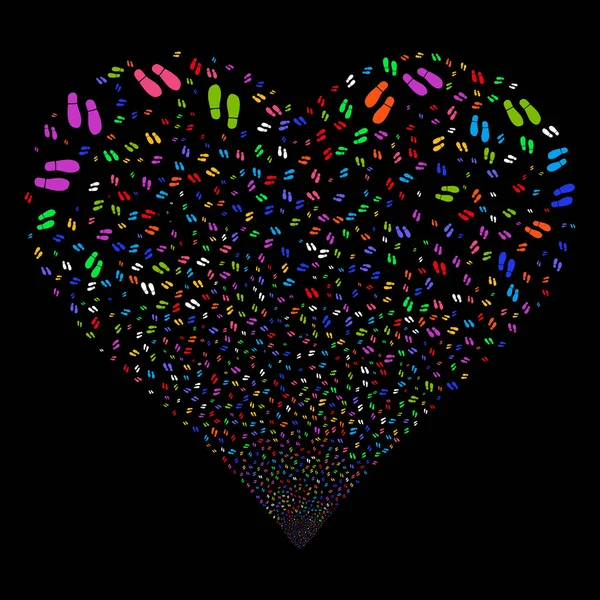 Empreintes de bottes Feux d'artifice Coeur — Image vectorielle