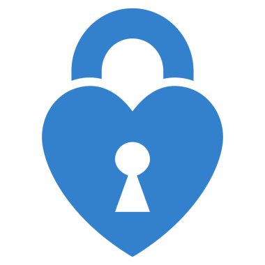 Kalp kilit düz vektör simgesi