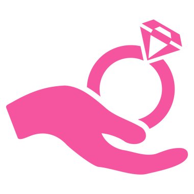 Alyans teklif el düz vektör simgesi