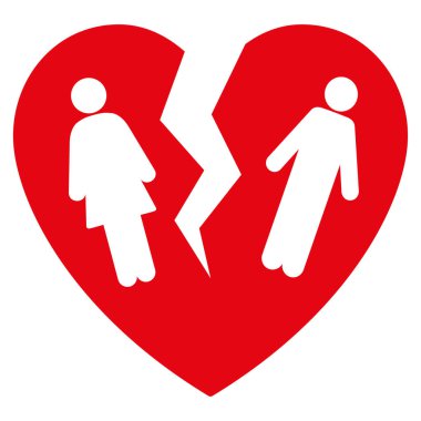 Kırık aile kalp düz vektör simgesi
